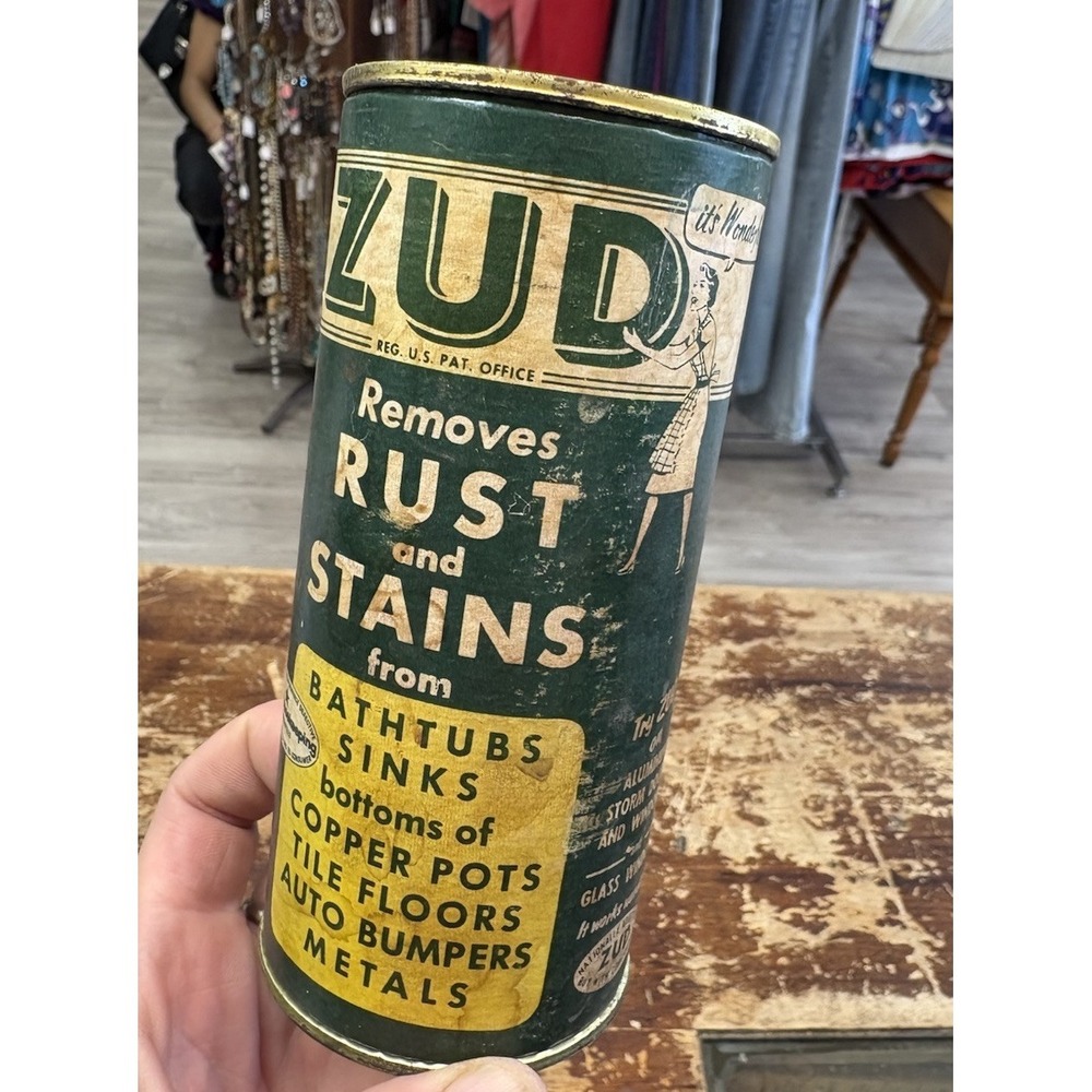 RAD! Vintage Zud Heavy Duty Rust & Stain Powder Cleaner Ephemera Great Graphics